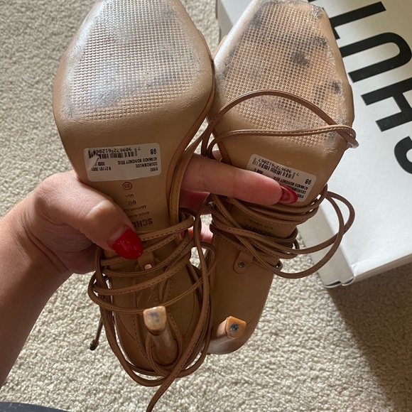 Nude leather lace up heels - Picture 3 of 7